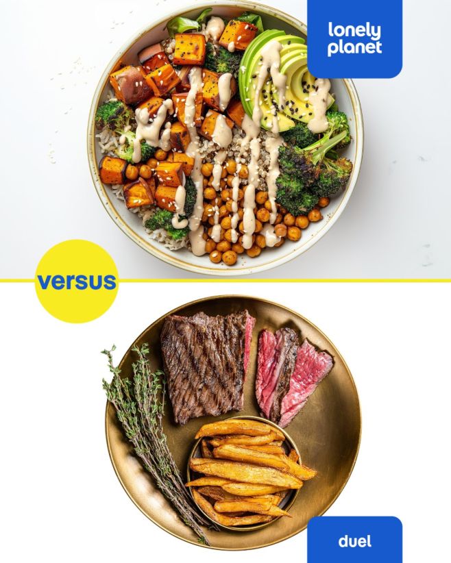 🏆 DUEL🏆 🤗 "vegetarián" x "masožravec" 🤗 Napište nám do komentáře, co by zvítězilo u vás... 😉 🌎 Je čas vyrazit na cestu!